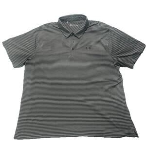 Under Armour Polo Shirt Mens 2XL Gray Striped The Playoff Polo Golf Performance